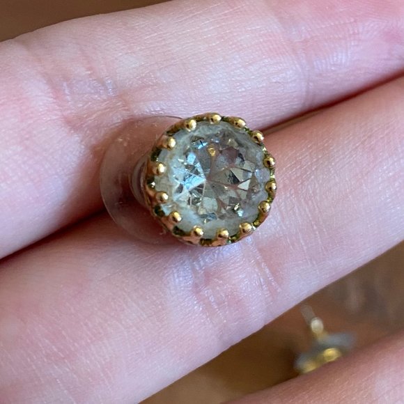 Stella & Dot Crystal Gold Stud Earrings - Picture 2 of 2